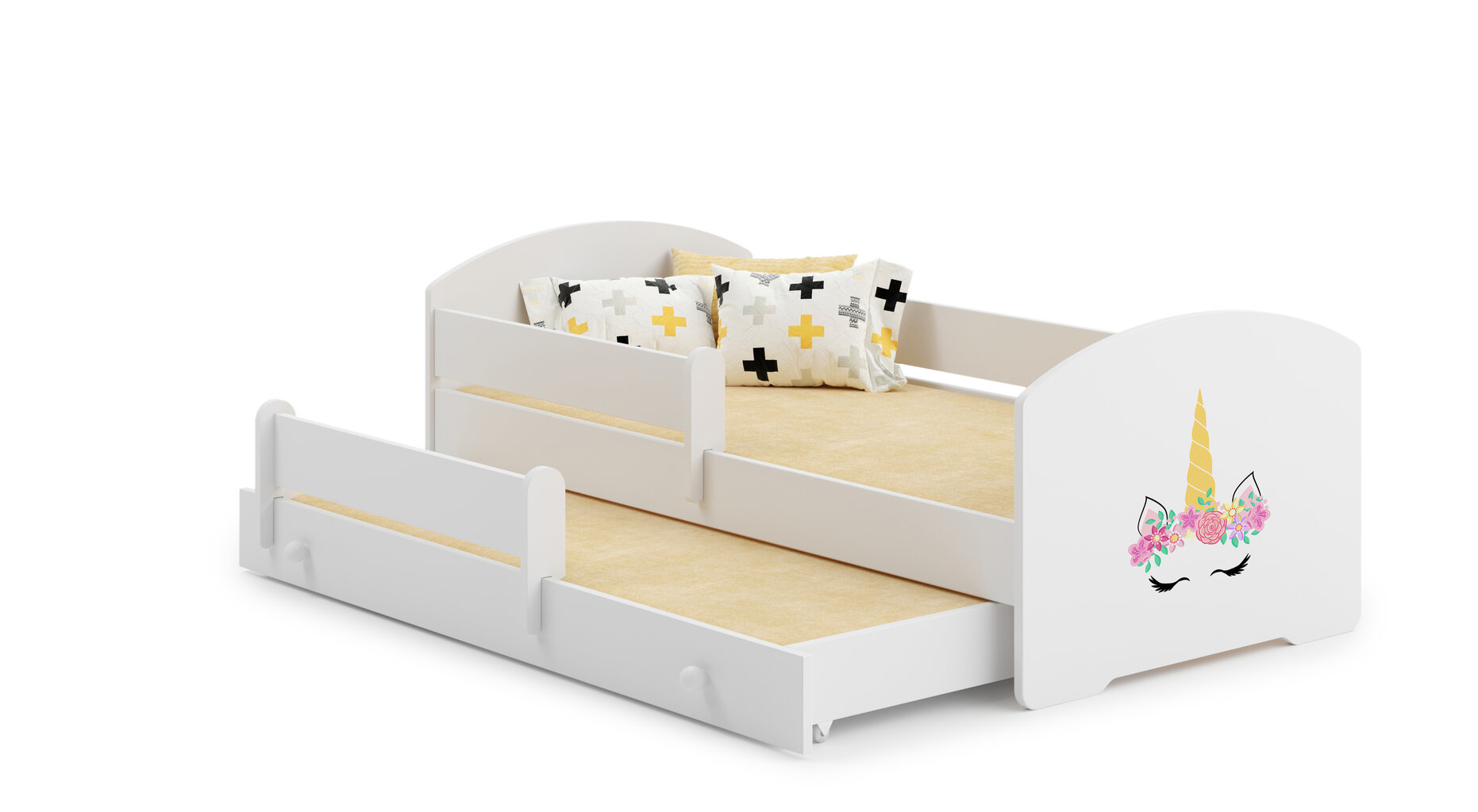 Vaikiška lova Pepe II Barrier Unicorn 160x80cm kaina ir informacija | Vaikiškos lovos | pigu.lt