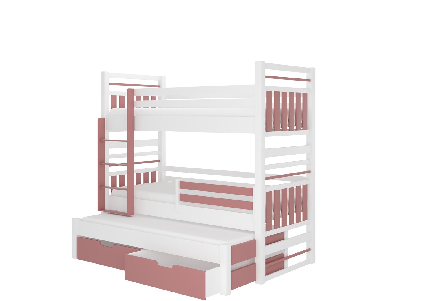 Vaikiška lova Hippo 190x87x175cm, balta/rožinė kaina ir informacija | Vaikiškos lovos | pigu.lt