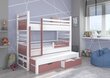 Vaikiška lova Hippo 190x87x175cm, balta/rožinė kaina ir informacija | Vaikiškos lovos | pigu.lt