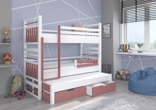 Детская кровать Hippo 208x97x175 см, белая/розовая цена и информация | Детские кровати | pigu.lt