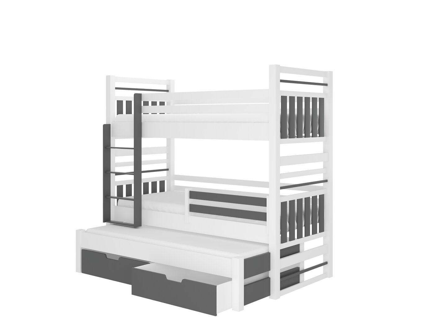 Vaikiška lova Hippo 208x97x175cm, balta/pilka kaina ir informacija | Vaikiškos lovos | pigu.lt