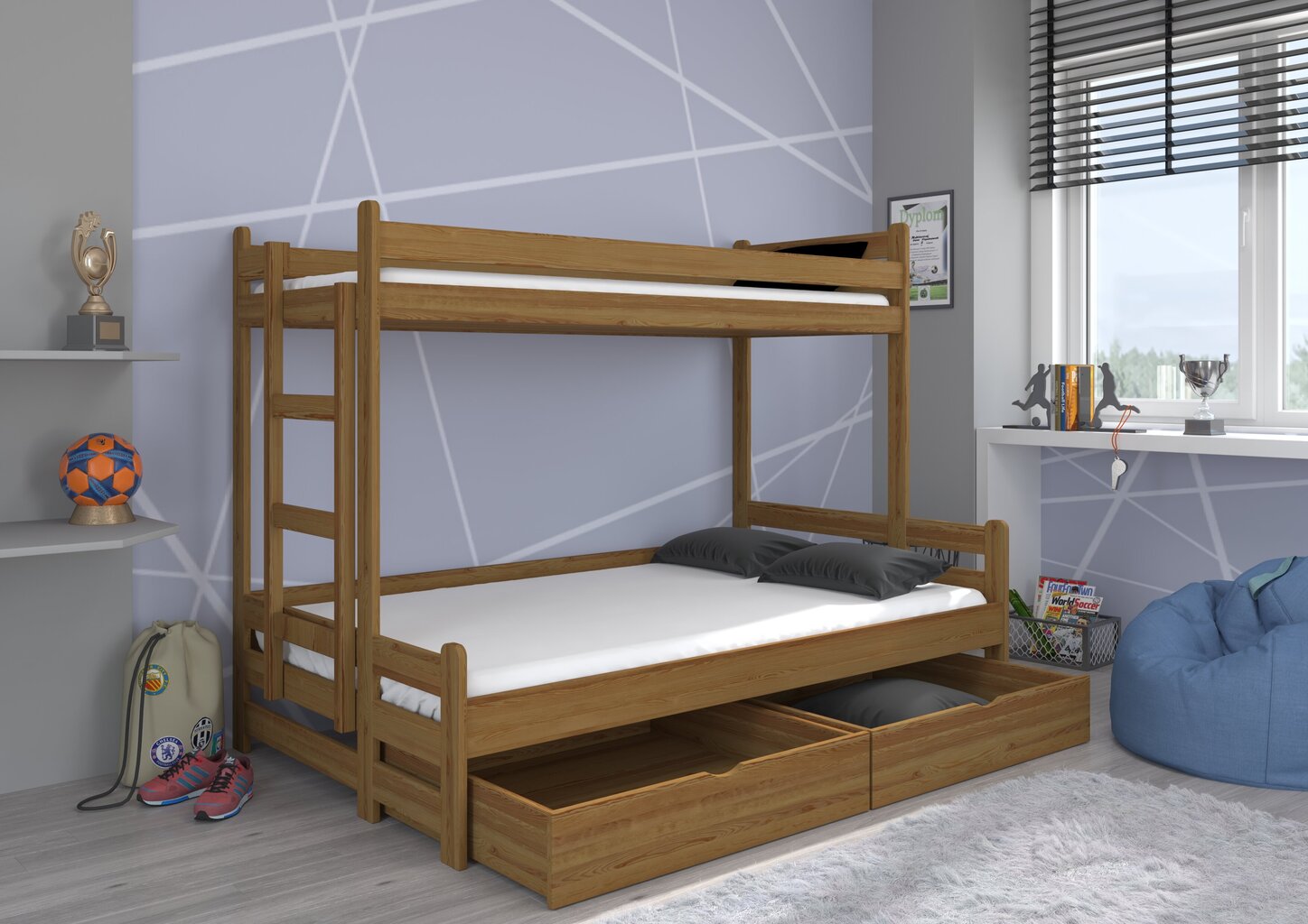 Vaikiška lova Benito 212x80cm kaina ir informacija | Vaikiškos lovos | pigu.lt