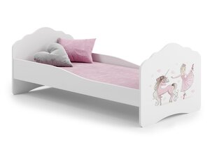 Lova ADRK Furniture Casimo Ballerina with Unicorn, 160x80 cm, balta kaina ir informacija | Vaikiškos lovos | pigu.lt