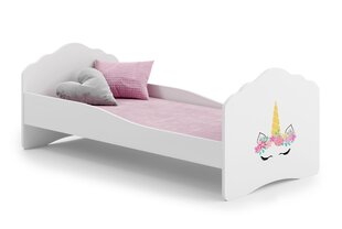Lova ADRK Furniture Casimo Unicorn, 160x80 cm, balta kaina ir informacija | Vaikiškos lovos | pigu.lt