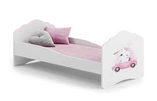 Кровать ADRK Furniture Casimo Barrier Cat in a Car, 160x80 см, белый цвет цена и информация | Детские кровати | pigu.lt