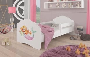 Lova ADRK Furniture Casimo Barrier Mermaid with a Star, 160x80 cm, balta kaina ir informacija | Vaikiškos lovos | pigu.lt