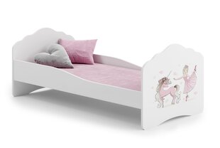 Lova ADRK Furniture Casimo Barrier Ballerina with Unicorn, balta kaina ir informacija | Vaikiškos lovos | pigu.lt