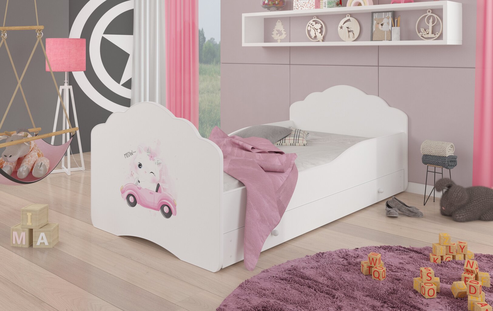 Vaikiška lova Casimo Cat in a Car 160x80cm kaina ir informacija | Vaikiškos lovos | pigu.lt