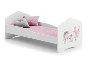 Кровать ADRK Furniture Casimo Barrier Ballerina with Unicorn, белый цвет цена и информация | Детские кровати | pigu.lt