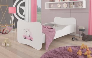 Lova ADRK Furniture Gonzalo Cat in a Car, 160x80 cm, balta kaina ir informacija | Vaikiškos lovos | pigu.lt