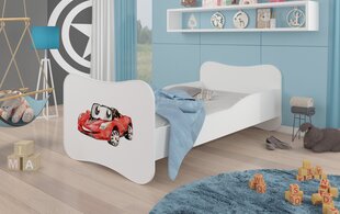 Lova ADRK Furniture Gonzalo Red Car, 160x80 cm, balta kaina ir informacija | Vaikiškos lovos | pigu.lt