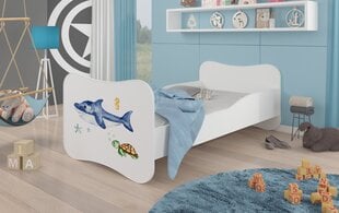 Lova ADRK Furniture Gonzalo Sea Animals, 140x70 cm, balta kaina ir informacija | Vaikiškos lovos | pigu.lt