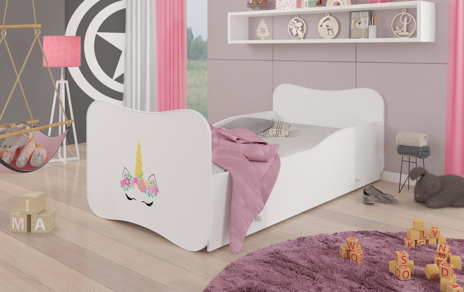 Vaikiška lova Gonzalo Unicorn 160x80cm kaina ir informacija | Vaikiškos lovos | pigu.lt