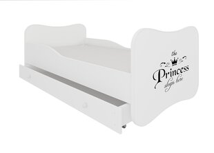 Lova ADRK Furniture Gonzalo Princess Black, 140x70 cm, balta kaina ir informacija | Vaikiškos lovos | pigu.lt