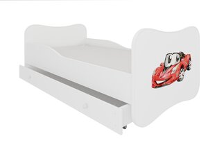 Lova ADRK Furniture Gonzalo Red Car, 140x70 cm, balta kaina ir informacija | Vaikiškos lovos | pigu.lt