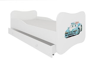 Lova ADRK Furniture Gonzalo Police Car, 140x70 cm, balta kaina ir informacija | Vaikiškos lovos | pigu.lt