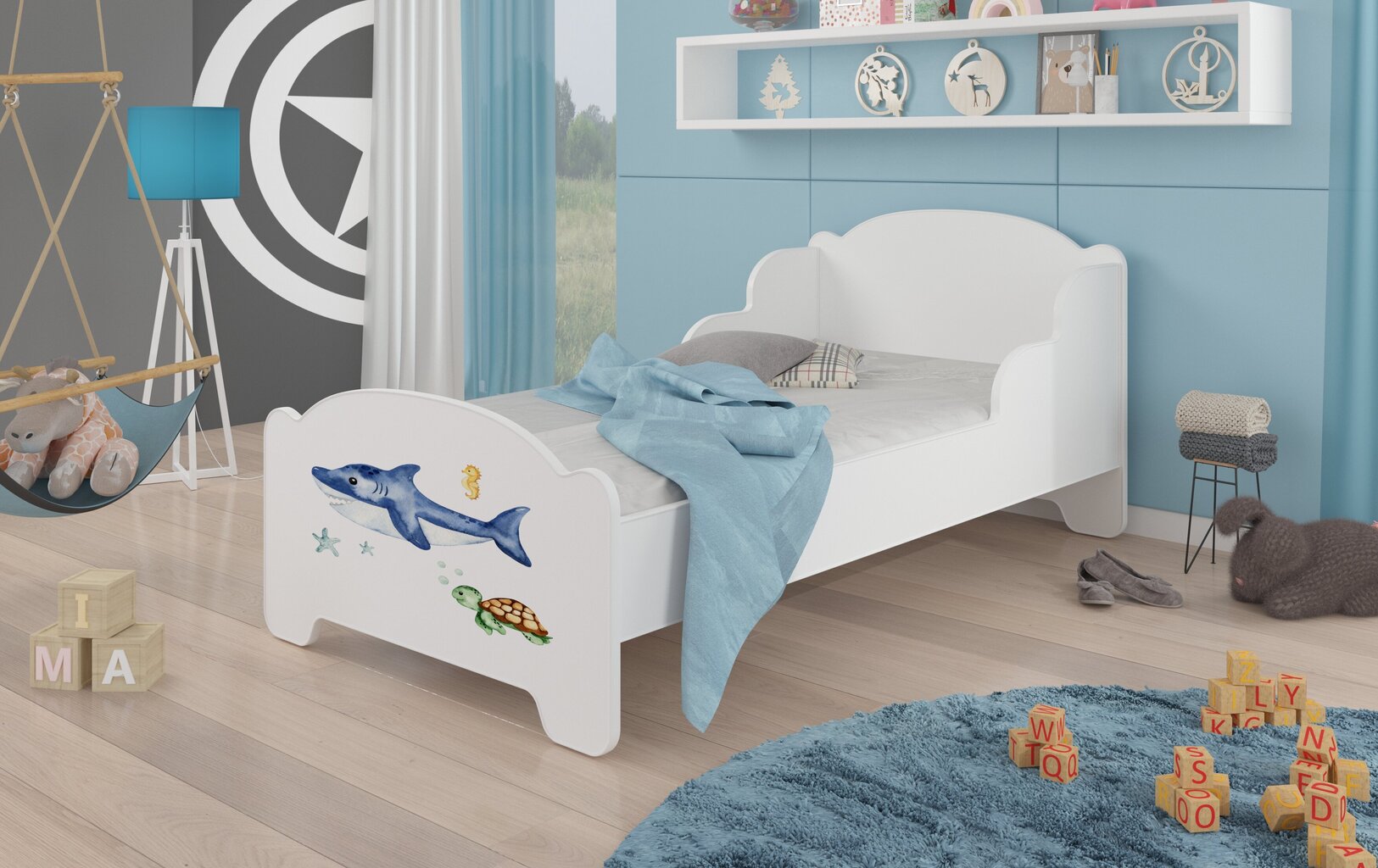 Lova ADRK Furniture Amadis Sea Animals, balta kaina ir informacija | Vaikiškos lovos | pigu.lt