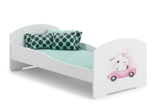 Lova ADRK Furniture Pepe Barrier Cat in a Car, 160x80 cm, balta kaina ir informacija | Vaikiškos lovos | pigu.lt