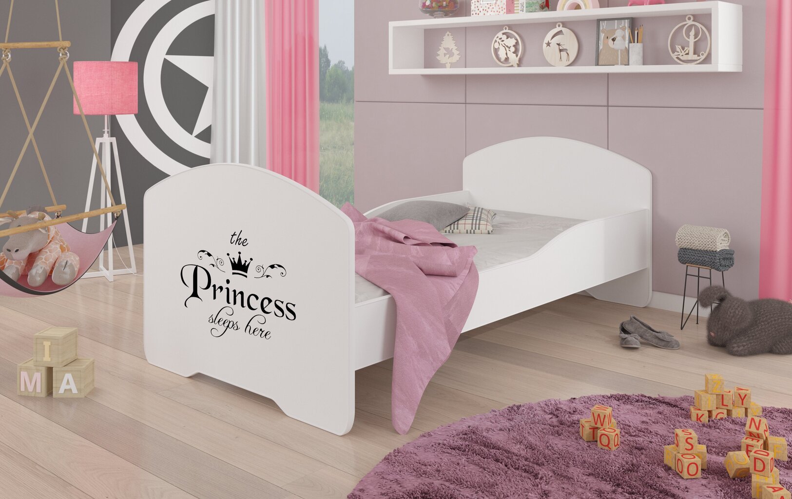 Lova ADRK Furniture Pepe Princess Black, 160x80 cm, balta kaina ir informacija | Vaikiškos lovos | pigu.lt