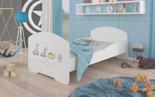 Lova ADRK Furniture Pepe Barrier Dinosaurs, 160x80 cm, balta kaina ir informacija | Vaikiškos lovos | pigu.lt