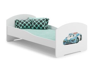 Lova ADRK Furniture Pepe Police Car, 140x70 cm, balta цена и информация | Детские кровати | pigu.lt