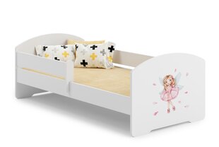 Lova ADRK Furniture Pepe Barrier Girl with Wings, 160x80 cm, balta kaina ir informacija | Vaikiškos lovos | pigu.lt