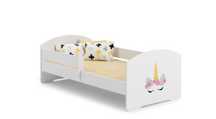 Lova ADRK Furniture Pepe Barrier Unicorn, 160x80 cm, balta kaina ir informacija | Vaikiškos lovos | pigu.lt