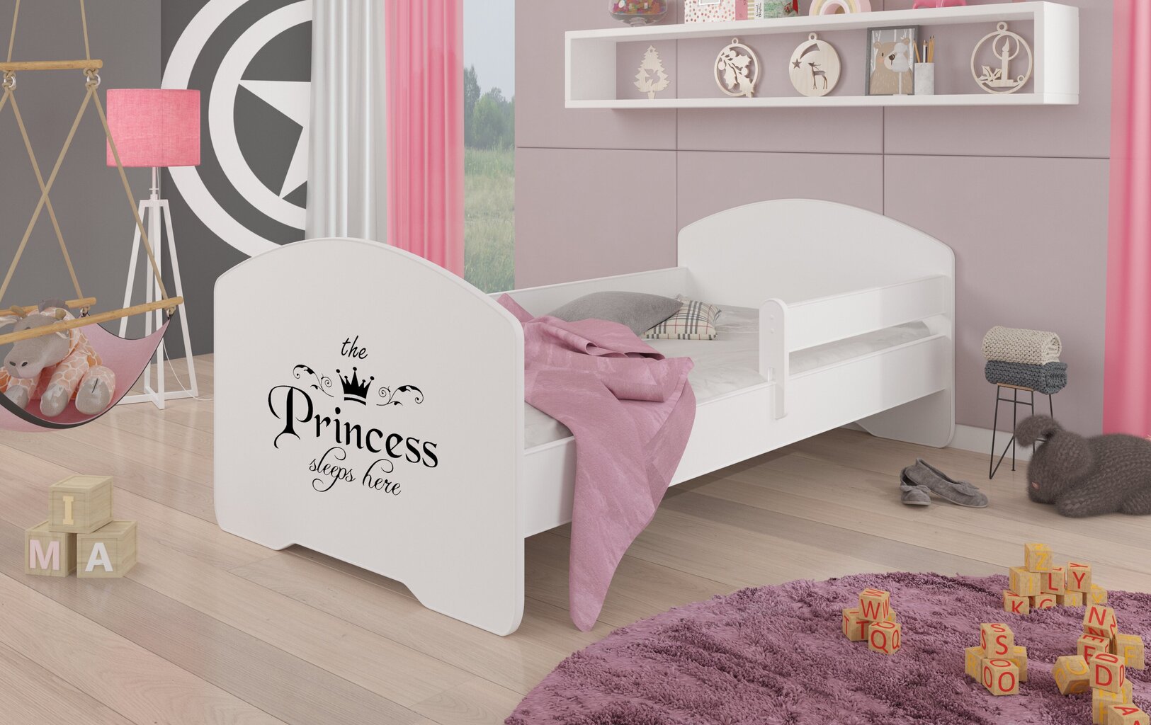 Lova ADRK Furniture Pepe Barrier Princess Black, 160x80 cm, balta kaina ir informacija | Vaikiškos lovos | pigu.lt