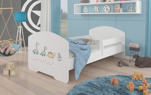 Lova ADRK Furniture Pepe Barrier Dinosaurs, 160x80 cm, balta kaina ir informacija | Vaikiškos lovos | pigu.lt