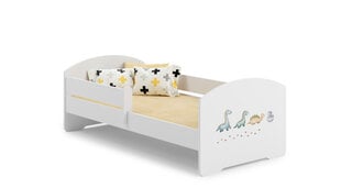 Lova ADRK Furniture Pepe Barrier Dinosaurs, 160x80 cm, balta kaina ir informacija | Vaikiškos lovos | pigu.lt