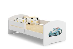Lova ADRK Furniture Pepe Barrier Police Car, 160x80 cm, balta kaina ir informacija | Vaikiškos lovos | pigu.lt