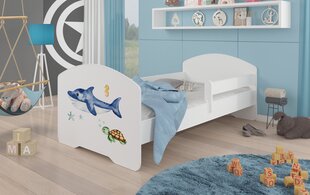 Lova ADRK Furniture Pepe Barrier Sea Animals, 160x80 cm, balta kaina ir informacija | Vaikiškos lovos | pigu.lt