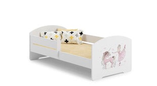 Lova ADRK Furniture Pepe Barrier Ballerina with Unicorn, 140x70 cm, balta kaina ir informacija | Vaikiškos lovos | pigu.lt
