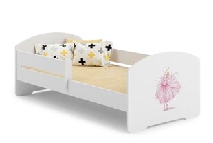 Lova ADRK Furniture Pepe Barrier Ballerina, 140x70 cm, balta kaina ir informacija | Vaikiškos lovos | pigu.lt