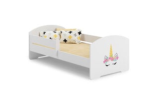 Lova ADRK Furniture Pepe Barrier Unicorn, 140x70 cm, balta kaina ir informacija | Vaikiškos lovos | pigu.lt