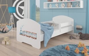 Кровать ADRK Furniture Pepe Barrier Railway, 140x70 см, белая цена и информация | Детские кровати | pigu.lt