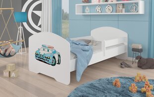 Кровать ADRK Furniture Pepe Barrier Police Car, 140x70 см, белая цена и информация | Детские кровати | pigu.lt