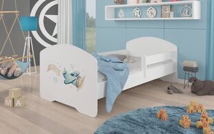 Кровать ADRK Furniture Pepe Barrier Plane with a Banner, 140x70 см, белая цена и информация | Детские кровати | pigu.lt