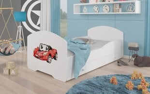 Lova ADRK Furniture Pepe Red Car, 140x70 cm, balta kaina ir informacija | Vaikiškos lovos | pigu.lt