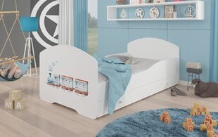 Lova ADRK Furniture Pepe Railway, 140x70 cm, balta kaina ir informacija | Vaikiškos lovos | pigu.lt