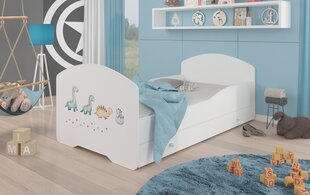 Lova ADRK Furniture Pepe Dinosaurs, 140x70 cm, balta kaina ir informacija | Vaikiškos lovos | pigu.lt