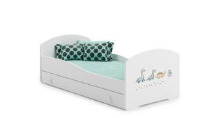 Кровать ADRK Furniture Pepe Dinosaurs, 140х70 см, белая цена и информация | Детские кровати | pigu.lt