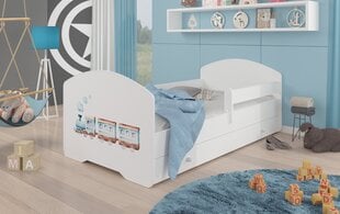Детская кровать Pepe Barrier Railway 160x80см + Матрас + Ящик цена и информация | Детские кровати | pigu.lt