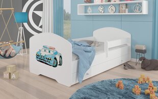Детская кровать Pepe Barrier Police Car 160x80см + Матрас + Ящик цена и информация | Детские кровати | pigu.lt