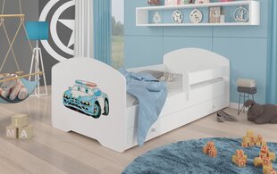 Кровать ADRK Furniture Pepe Barrier Police Car Pepe Barrier, 140x70 см, белая цена и информация | Детские кровати | pigu.lt