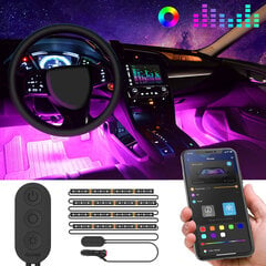 Automobilio interjero LED apšvietimas (4vnt) APP valdymas цена и информация | Автомобильные лампочки | pigu.lt