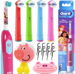 Детская зубная щетка Oral-B Princess+ насадки + держатель для щетки + выжималка для пасты+ зубочистки цена и информация | Электрические зубные щетки | pigu.lt