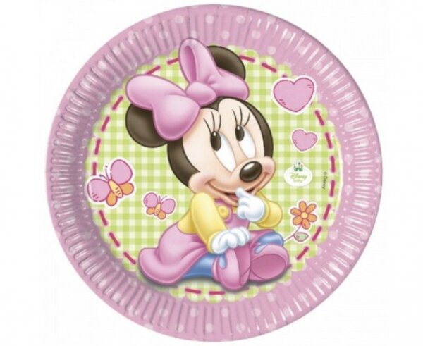 Popierinės lėkštės Minnie Baby, 23 cm, 8 vnt. kaina ir informacija | Vienkartiniai indai šventėms | pigu.lt