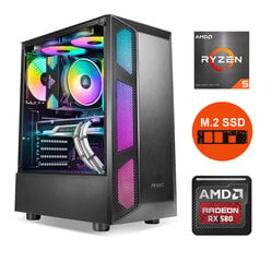 Gamer Ryzen 5 5600X 32GB DDR4 256GB SSD NVME 1TB HDD RX 580 4GB Windows 10 kaina ir informacija | Stacionarūs kompiuteriai | pigu.lt