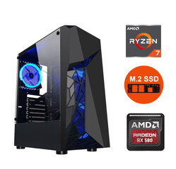 Gamer Ryzen 7 5700G 16GB DDR4 1TB SSD NVME 1TB HDD RX 580 4GB Windows 10 kaina ir informacija | Stacionarūs kompiuteriai | pigu.lt